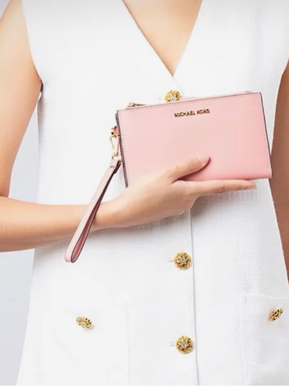 Michael Kors Jet Setter Pink Zip-Around Wallet - fits iPhones